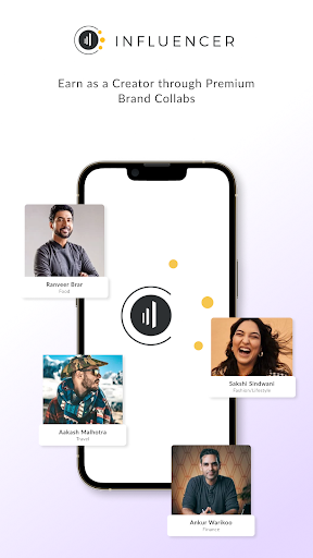 Android application influencer.in screenshort