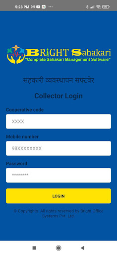 Android application Bright Sahakari Collector APP screenshort