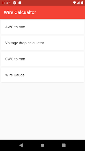 Android application Wire Calculator screenshort
