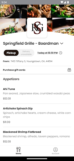 Android application Springfield Restaurant Group screenshort