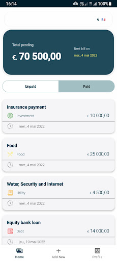 Android application Ping myBills - Bills Reminder screenshort