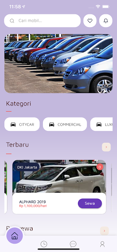 Android application RenTTara Sewa Mobil Nusantara screenshort