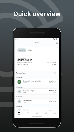Android application Corporate Card screenshort