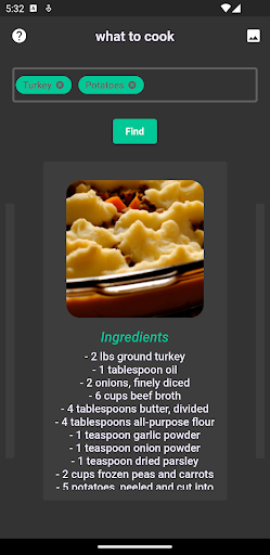 Android application what to cook screenshort