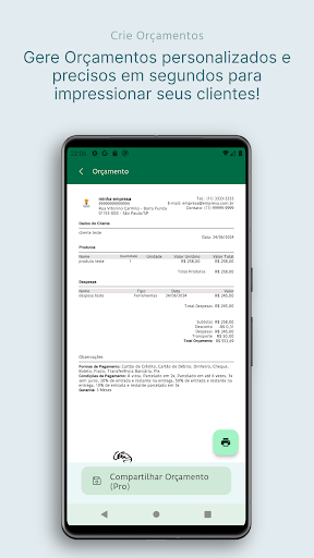 Android application Orçamento Perfeito screenshort