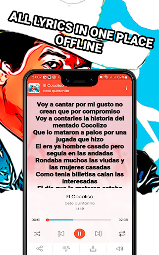 Beto Quintanilla Musica Lyrics Screen 2