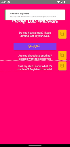 Pickup Line Generator Screen 3