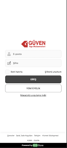 Android application Güven Yapı Hırdavat B2B screenshort