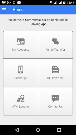 Commercial Co-op. Bank Mobile Screen 3