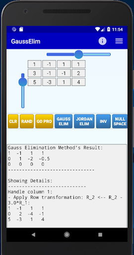 Gauss Elimination Calculator Screen 3