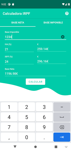 Android application Calculadora Factura IVA IRPF screenshort