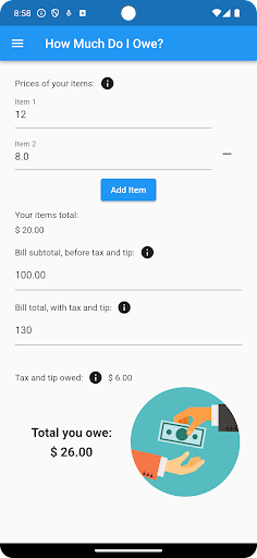 Android application How Much Do I Owe? screenshort