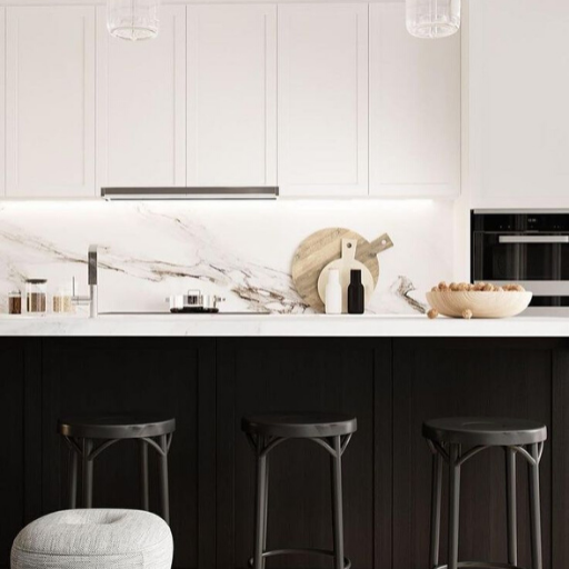 Dark And White Kitchen