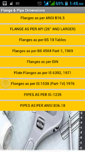 Flange & Pipe Dimensions Screenshot
