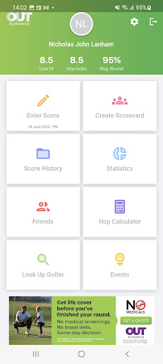 HNA Handicaps & Tournament App Screen 2