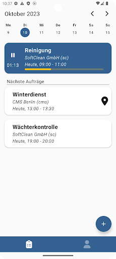 Android application TimeScan Aufträge screenshort