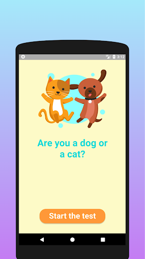 Android application Are you a dog or a cat? Test screenshort