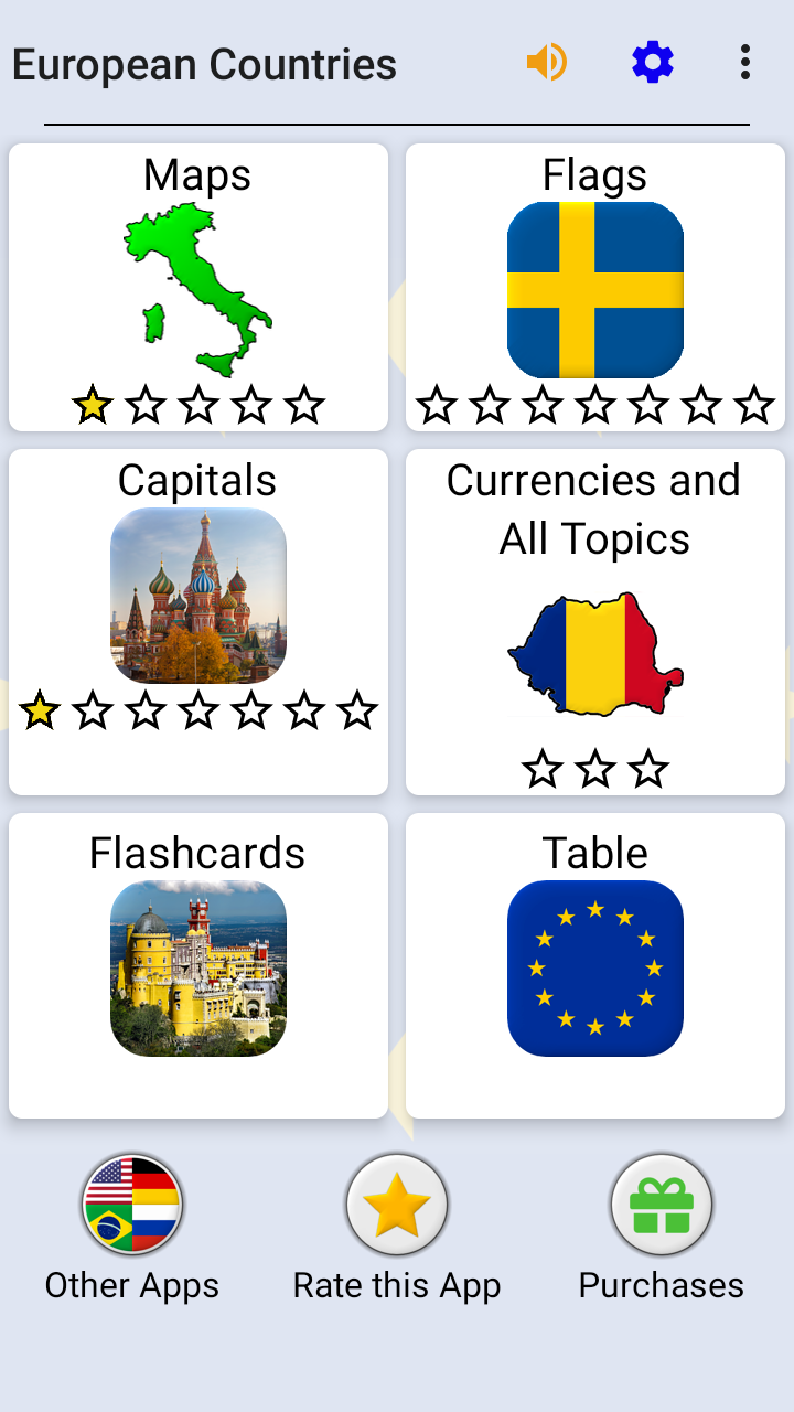 Android application European Countries - Maps, Flags and Capitals Quiz screenshort