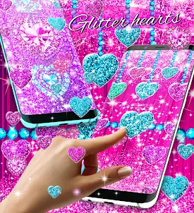 Glitter hearts live wallpaper