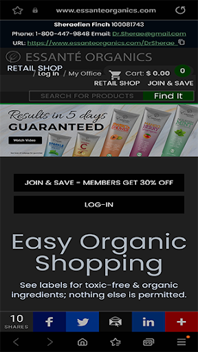 Android application Essante Organics-Dr. Sherae screenshort