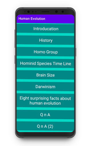 Android application Human Evolution screenshort