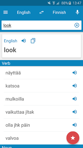 Android application Finnish-English Dictionary screenshort