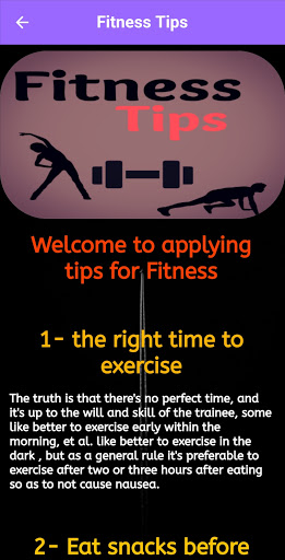 Android application Fitness Tips screenshort