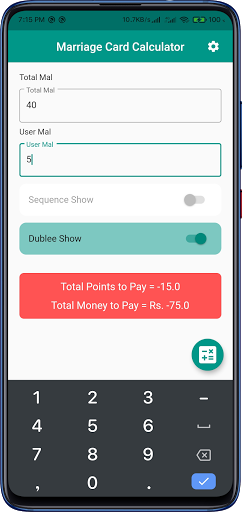 Marriage Card Calculator Screen 2