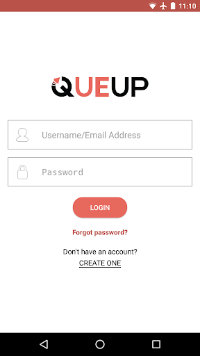 Android application QueUP screenshort