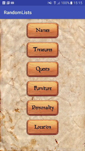 Android application Random Lists screenshort