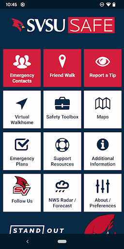 Android application SVSU SAFE screenshort