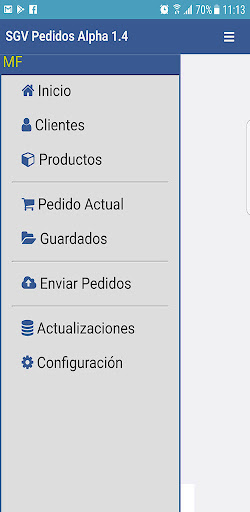 Android application SGVPedidos screenshort