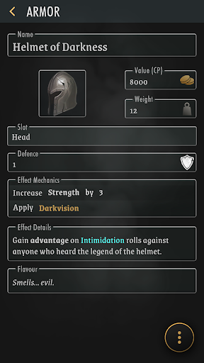 Rollplay - Character Sheet Screen 3