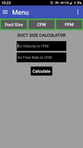 Android application Duct Calculator Pro screenshort