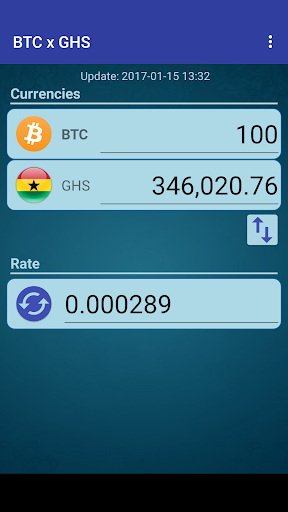 Android application Bitcoin x Ghanaian Cedi screenshort