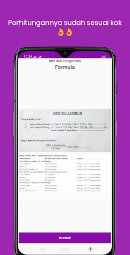 Android application Upah Lembur screenshort