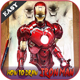 how to draw iron man step by step icon