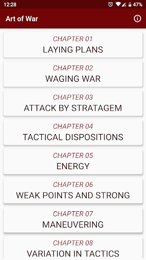 Android application Art of War (Sun Tzu) screenshort