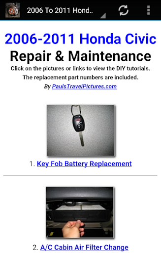 Android application DIY Honda Civic Repair Guides screenshort