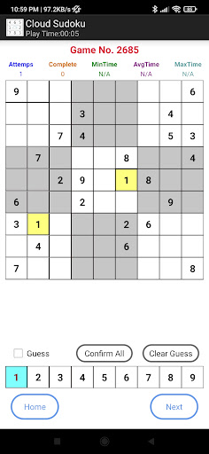 Cloud Sudoku - AI Based Sudoku Screen 2