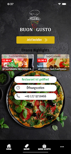 Android application Pizzeria Buon Gusto screenshort