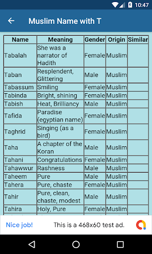 Muslim Baby Name with English Screenshot