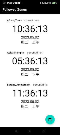 Android application Time Zone screenshort
