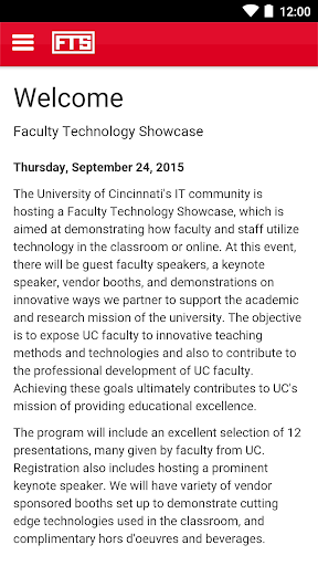 Android application UC Faculty Technology Showcase screenshort