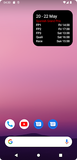 F1 Schedule Widget Screen 3