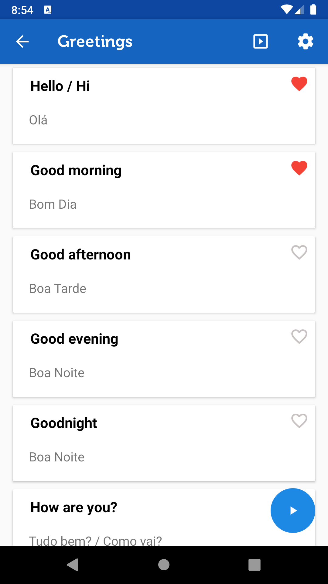 Android application Learn Brazilian Phrasebook Pro screenshort
