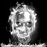 White Fire Black Skull icon