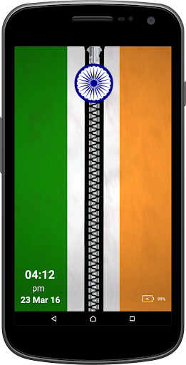 Android application Indian Flag Zipper Screen screenshort