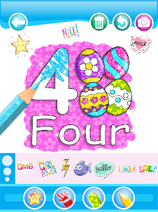 Скачать игру Glitter Number and letters coloring Book for kids для Android бесплатно