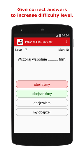 Polish endings: inQuizzy Screen 2